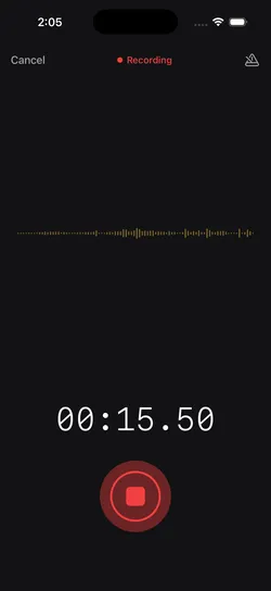 Good Take recording screen capturing a musical idea with live audio waveform