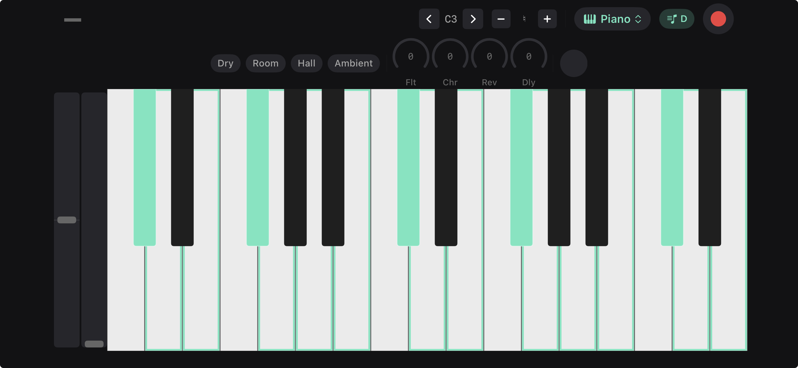 Good Take keyboard with scale lock highlighting notes in the selected key and scale
