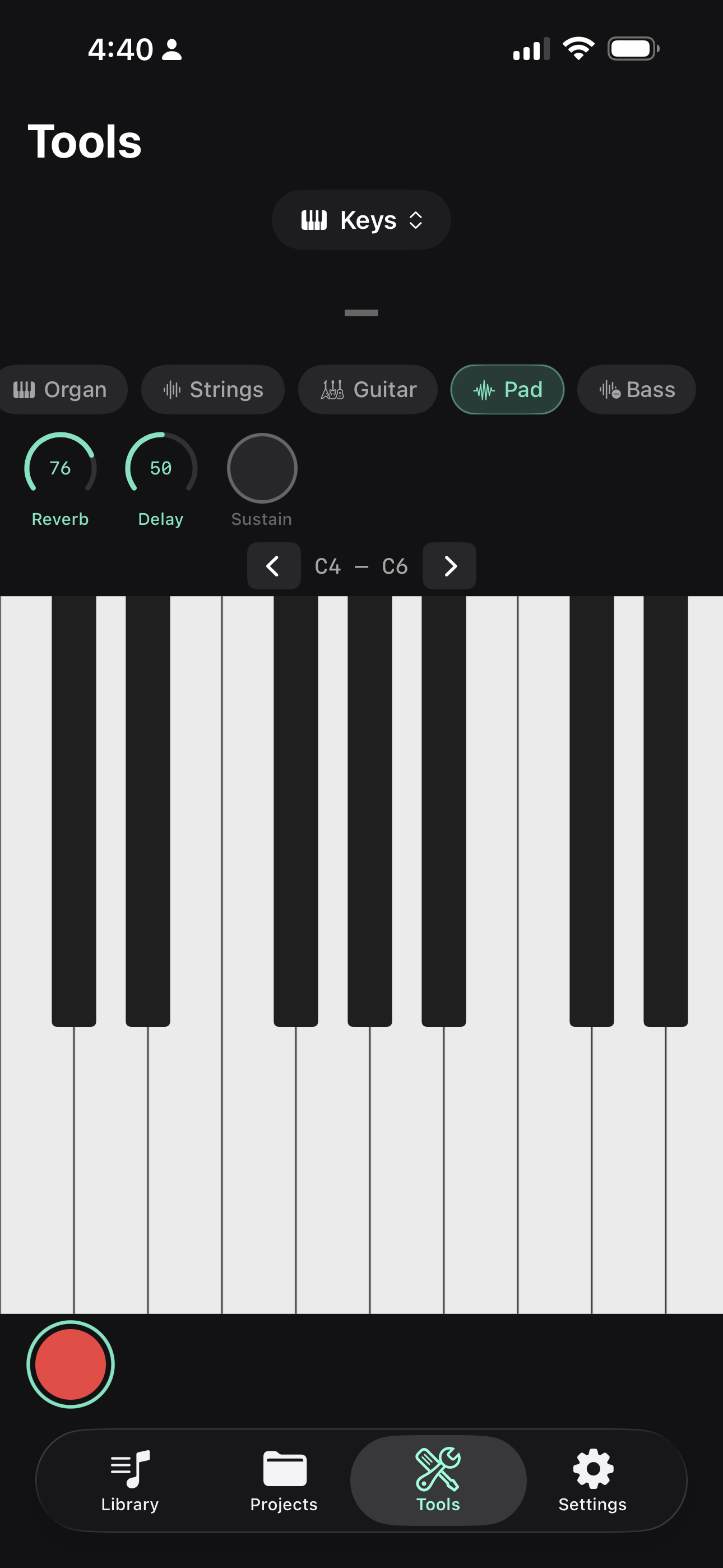 Playable keyboard with instruments and effects
