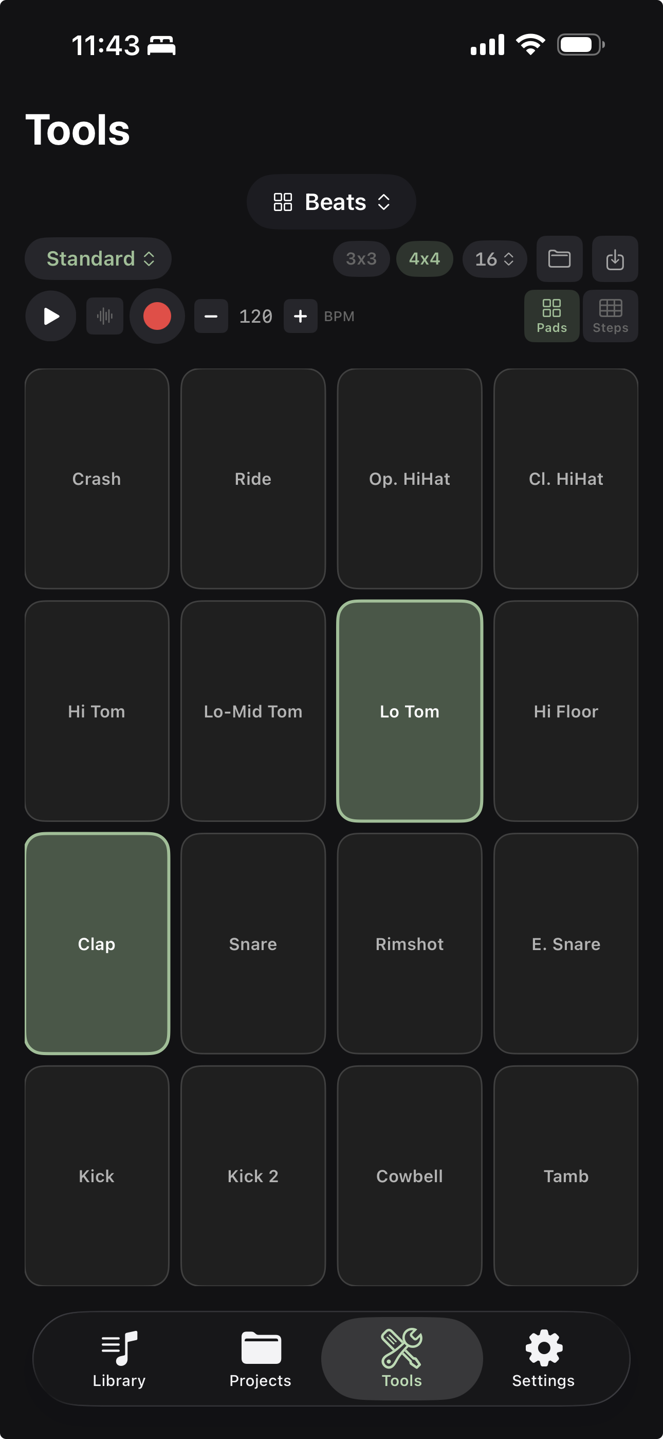 Drum pads in portrait mode